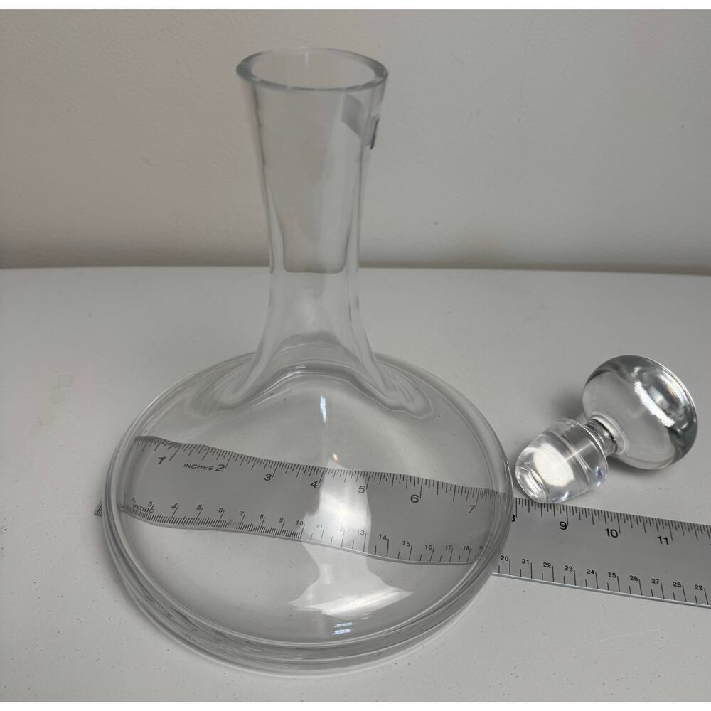 Krosno Poland 11” Crystal Glass Decanter Bottle w/ Stopper- Heavy! Wine Aerator - Picture 9 of 11